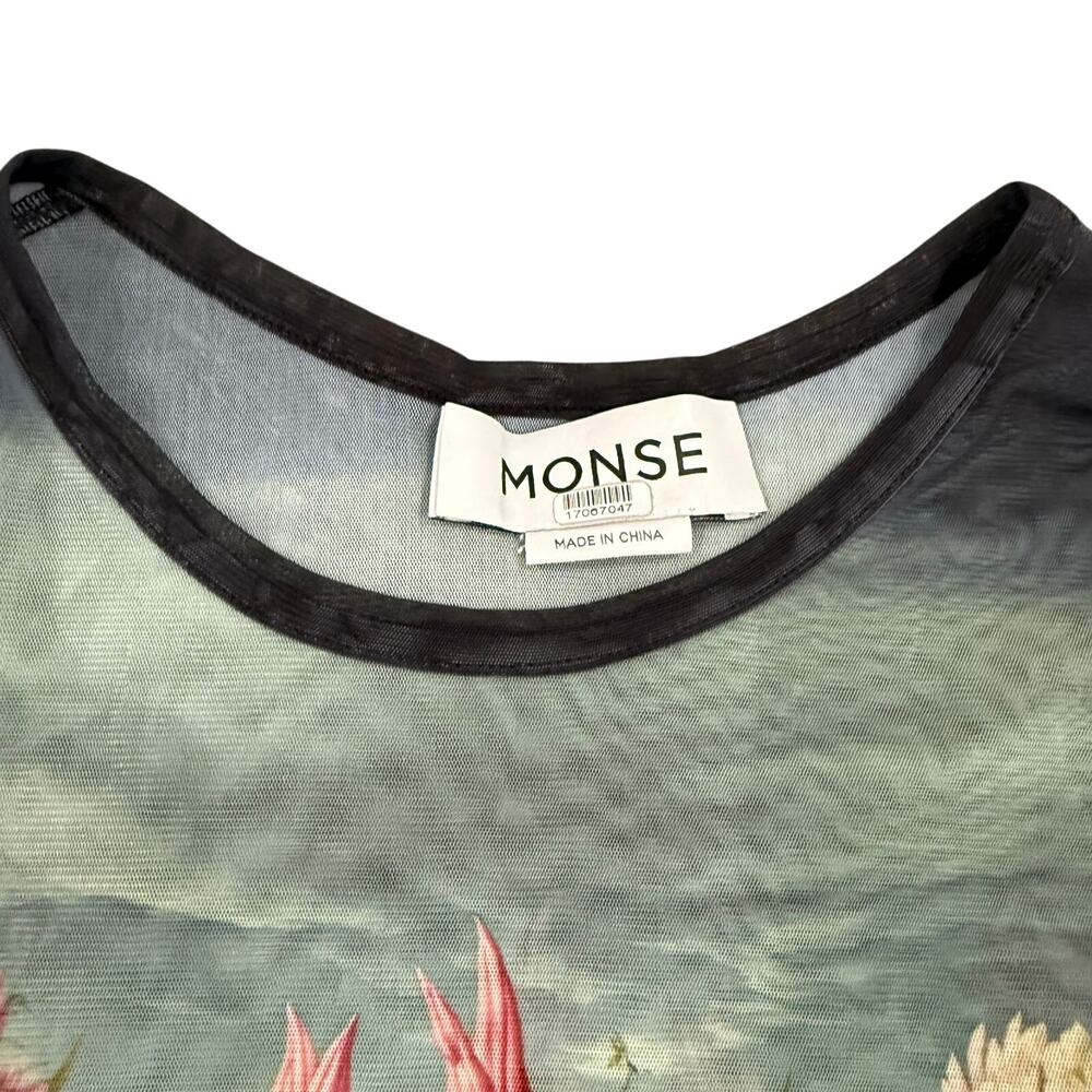 Monse Rose Printed Mesh Top In Multi, Size M - image 5